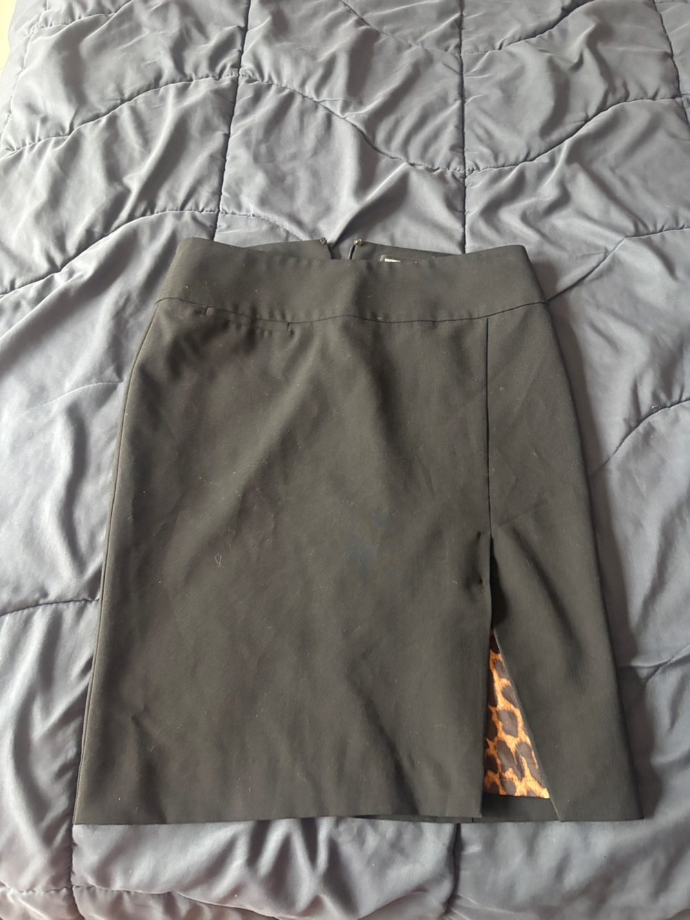 Express Black Men's Dress Pants with Leopard Trim Detail